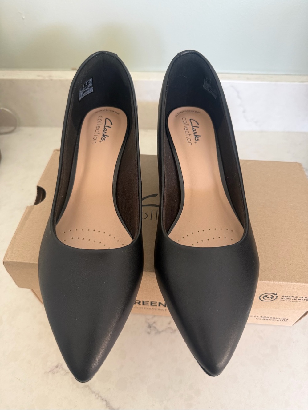 Clarks Black Pointed-Toe Heels-NWT